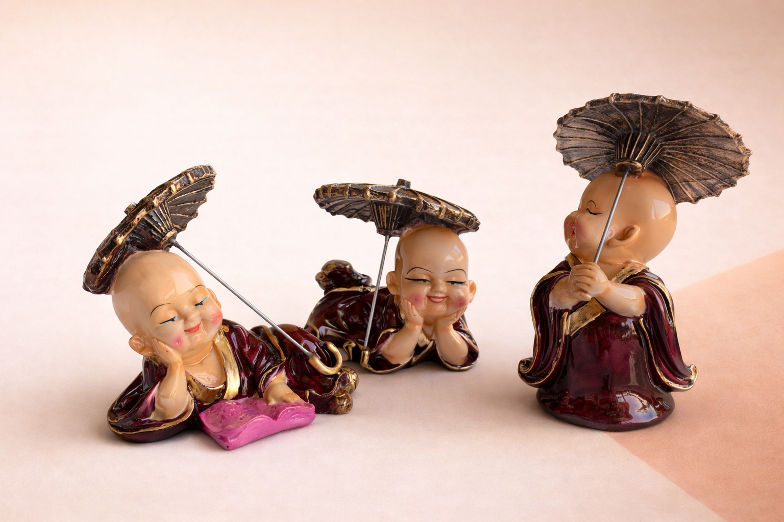 handcrafted monk showpiece set