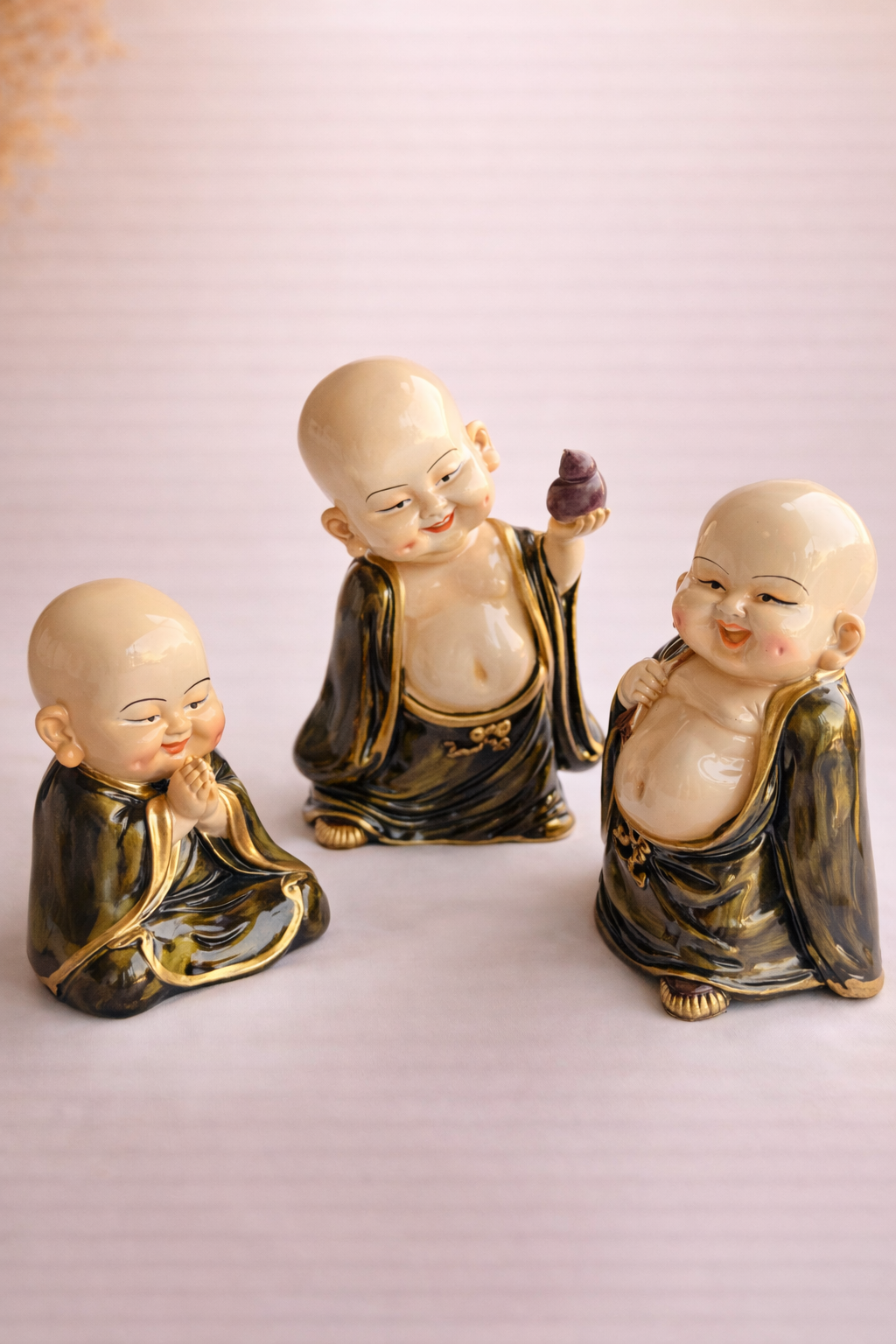 handcrafted monk showpiece set
