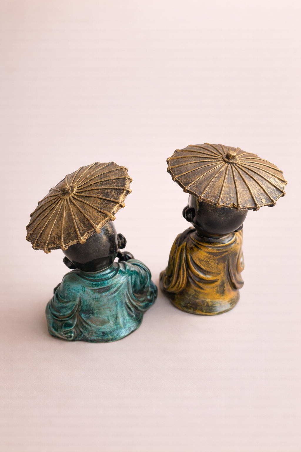 handcrafted monk statue set