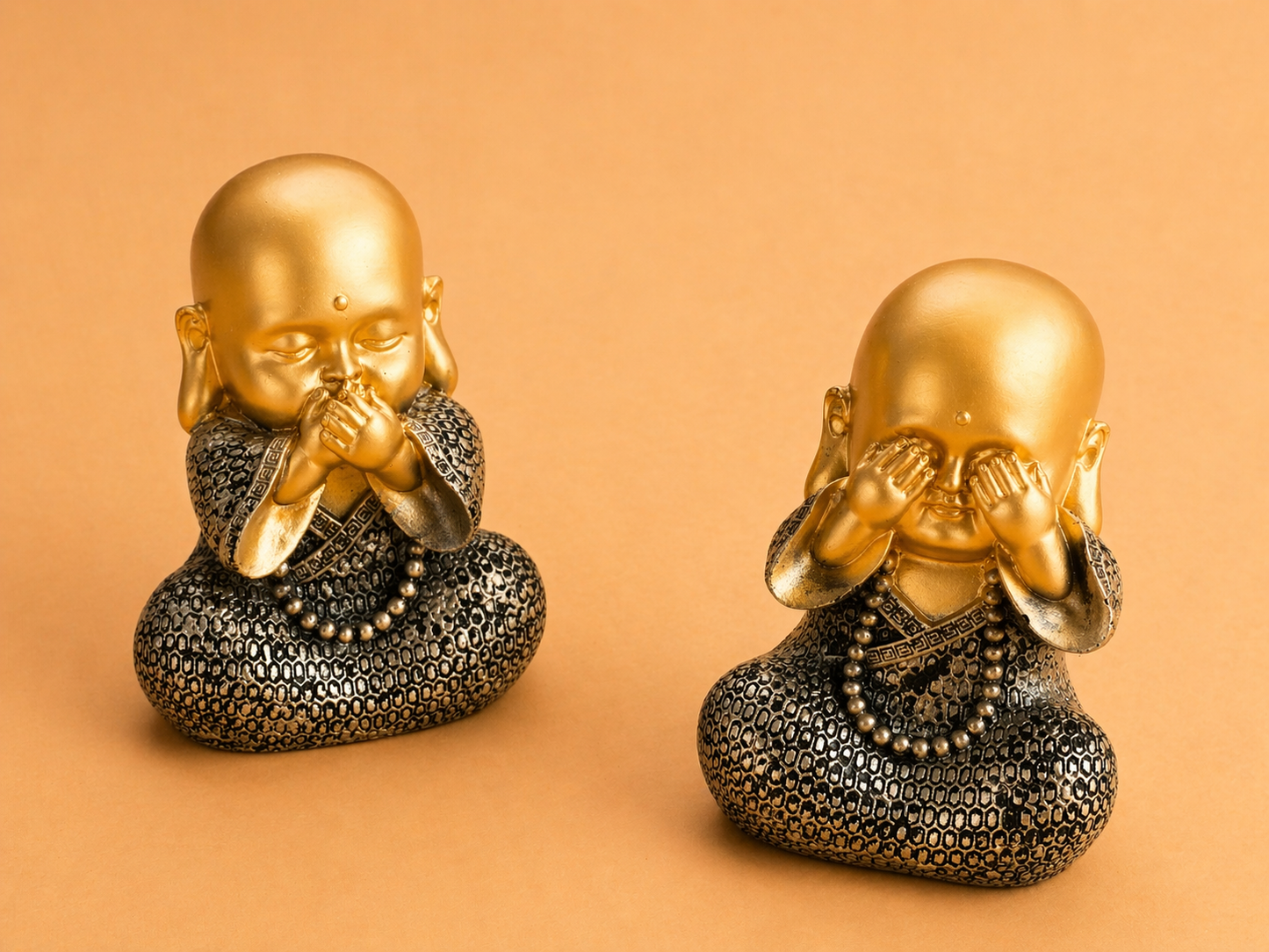 handcrafted three wise monk statue set