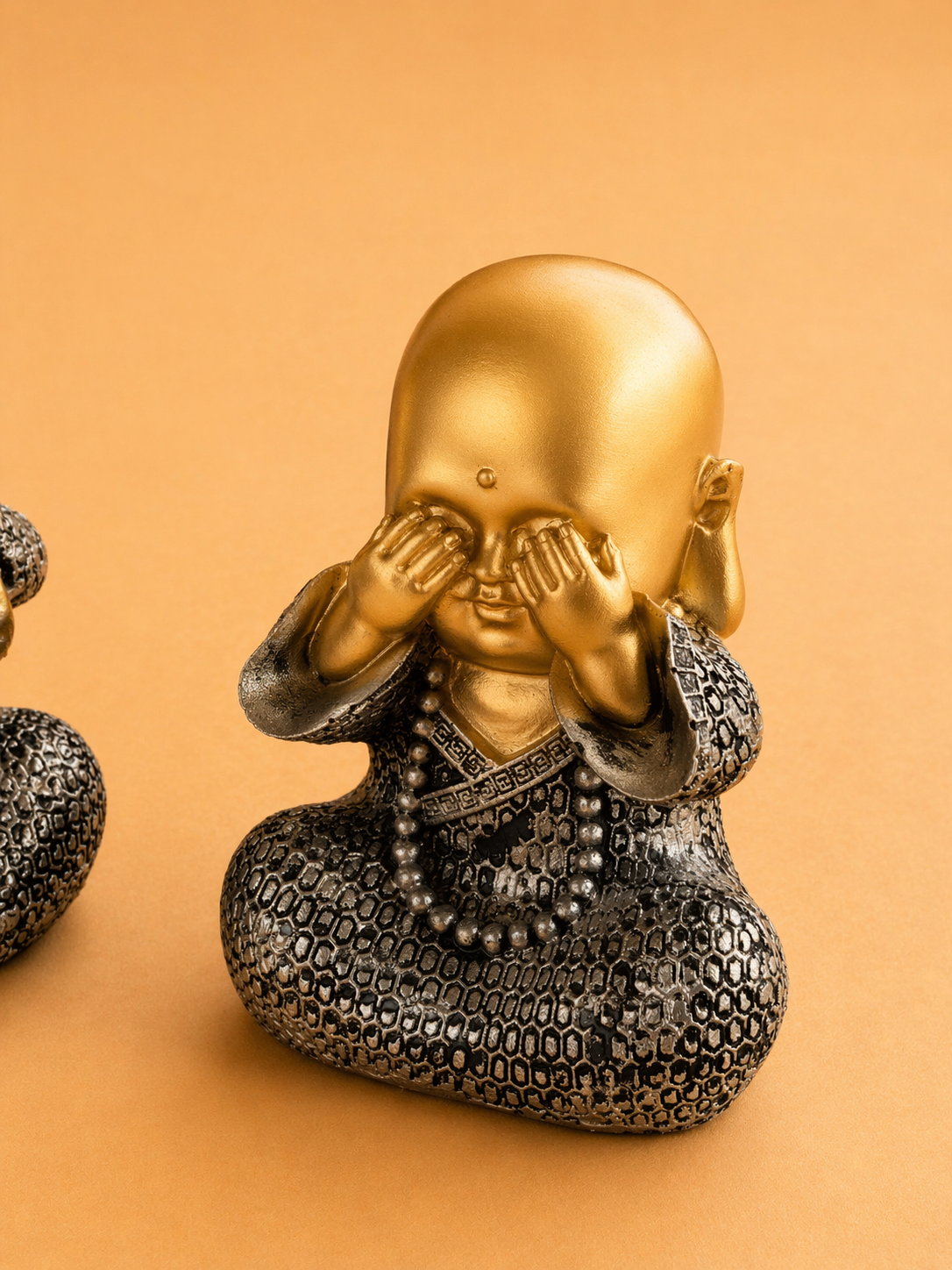 handcrafted three wise monk statue set