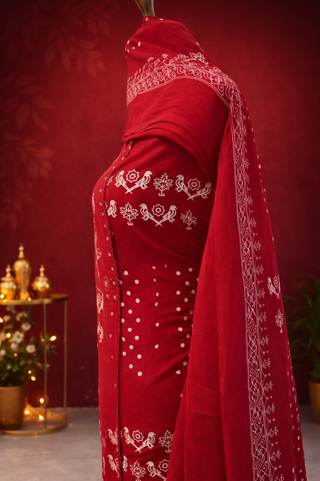 bridal style red embroidered designer suit set traditional