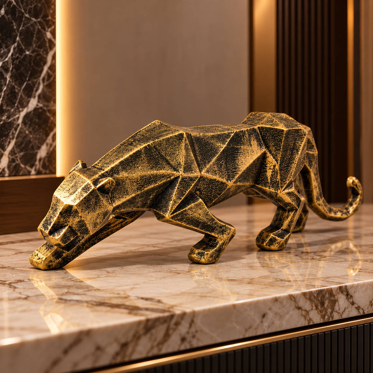 Geometric Panther Sculpture