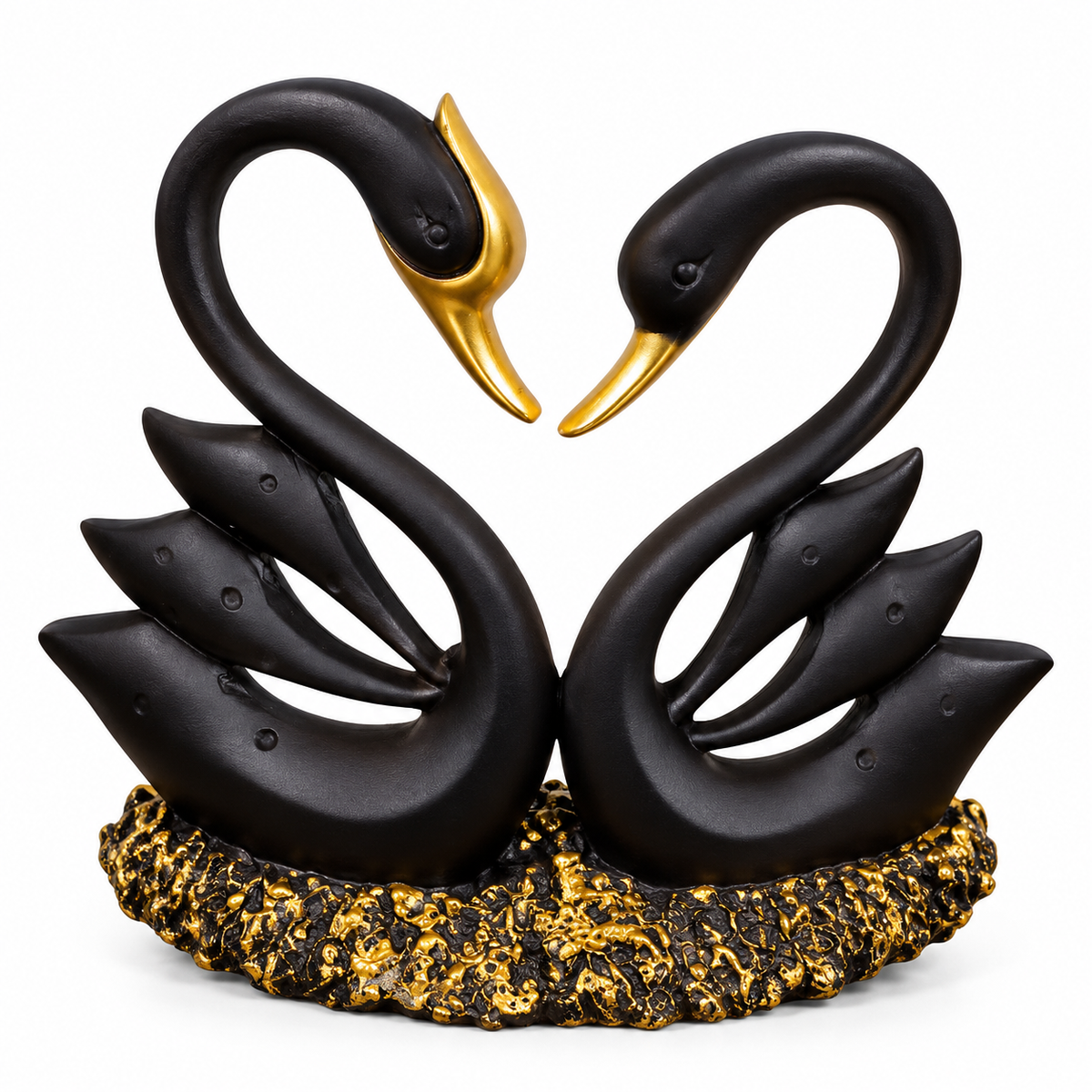 Elegant Black Swan Couple Showpiece