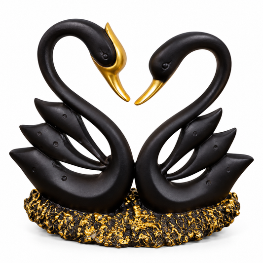 Elegant Black Swan Couple Showpiece