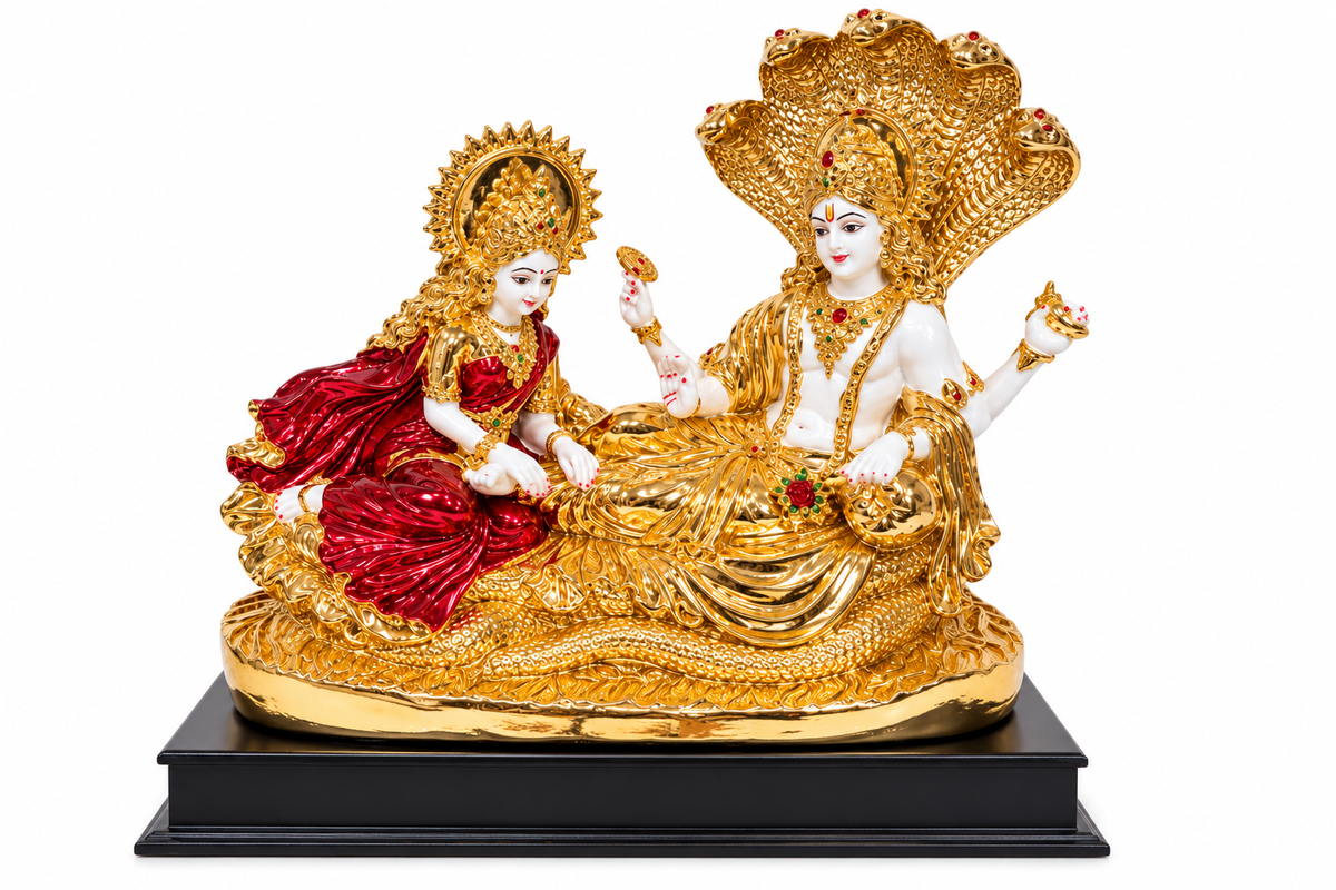 Premium Gold Finish Lord Vishnu & Goddess Lakshmi