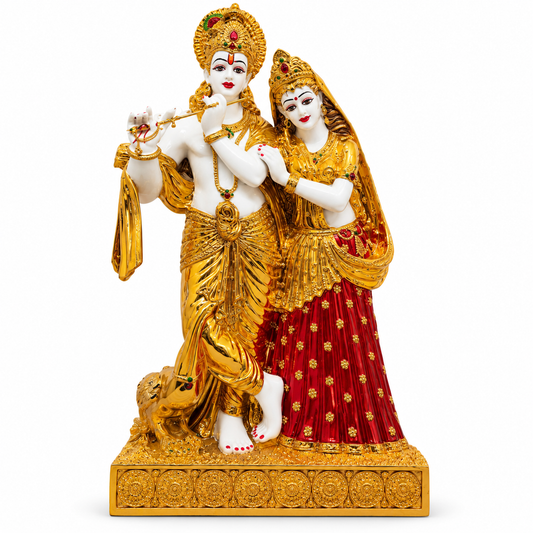 Premium Radha Krishna Idol with Golden Finish