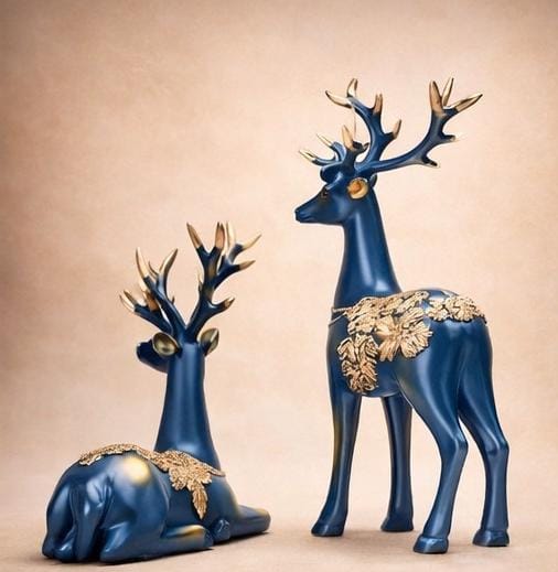 blue gold deer figurine luxury home decor showpiece living room table decor India blue gold deer figurine home decor India