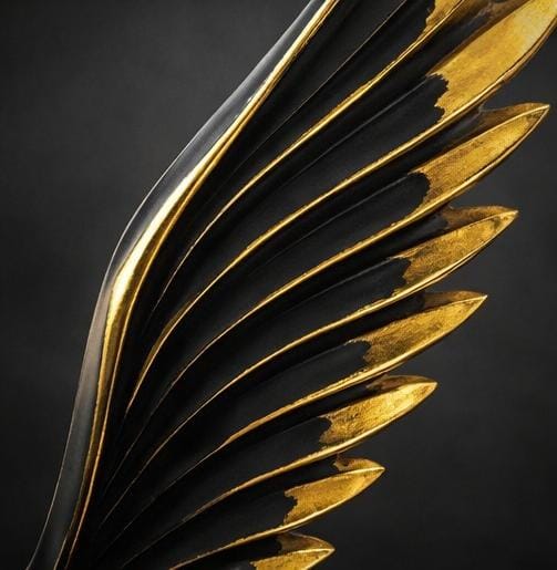 Luxury Black & Gold Angel Wings Sculpture – Modern Abstract Tabletop Showpiece for Home & Office Décor