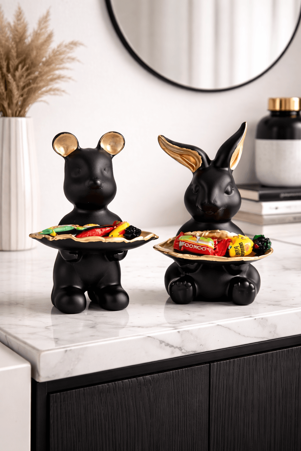 rabbit and bear tray holder figurine set India