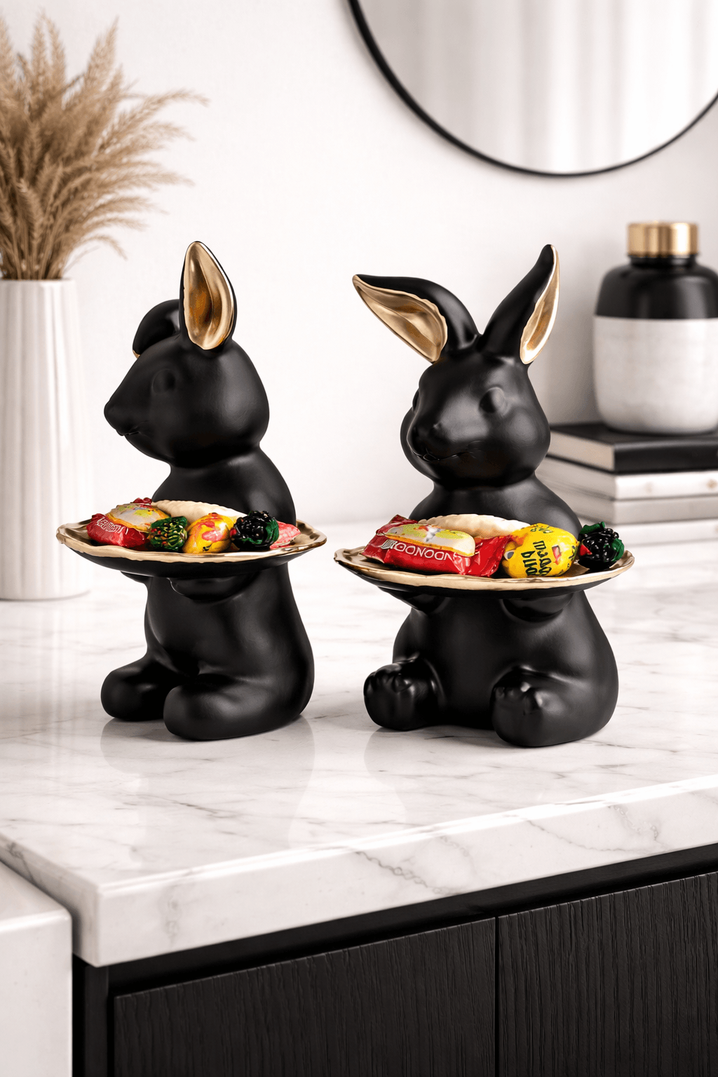 rabbit and bear tray holder figurine set India
