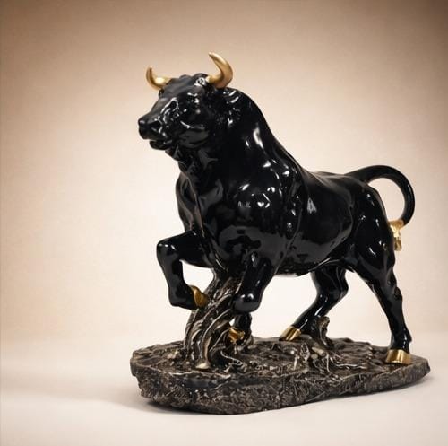 Luxury Black Bull Statue with Gold Accents – Modern Home & Office Decor Sculpture