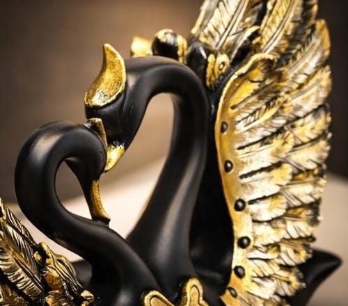 black swan couple statue golden wings luxury home decor living room show Black swan couple statue for home decor Indiapiece India