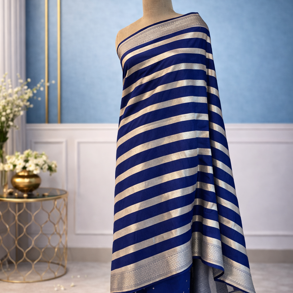 Royal Blue Banarasi Saree