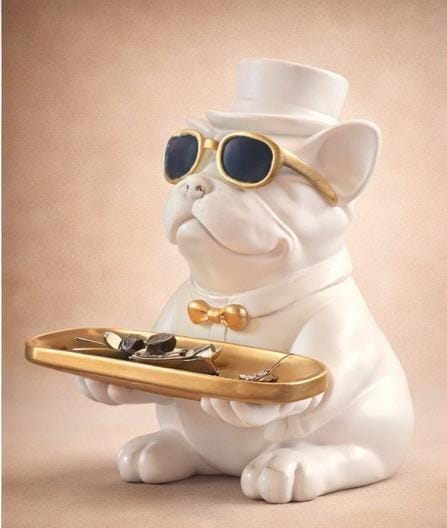 Luxury Bulldog Tray Figurine – Decorative Storage Showpiece for Home & Office