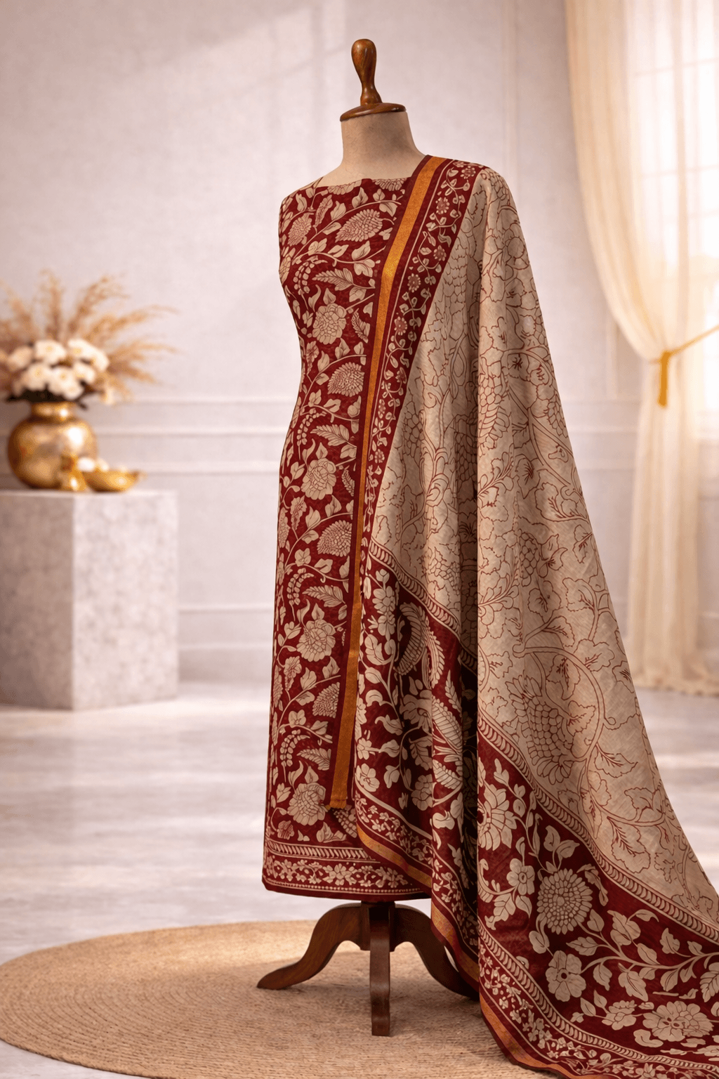 maroon gold embroidered suit set with dupatta bridal wedding ethnic wear India