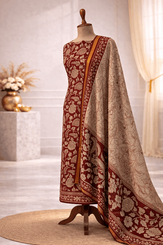 maroon gold embroidered suit set with dupatta bridal wedding ethnic wear India