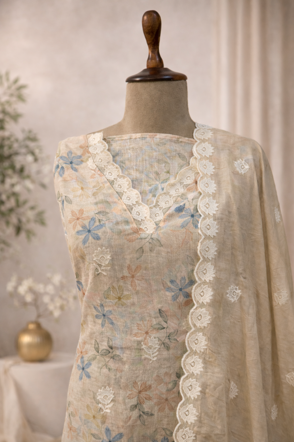 pastel floral embroidered suit set India women
