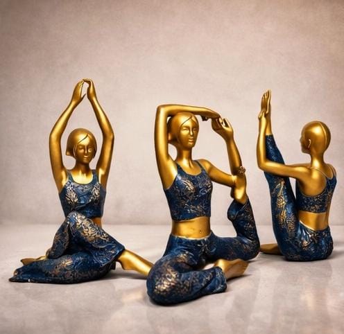 Golden Yoga Pose Figurine Set – Elegant Meditation & Wellness Home Decor Sculpture