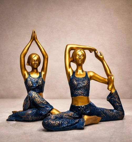 Golden Yoga Pose Figurine Set – Elegant Meditation & Wellness Home Decor Sculpture