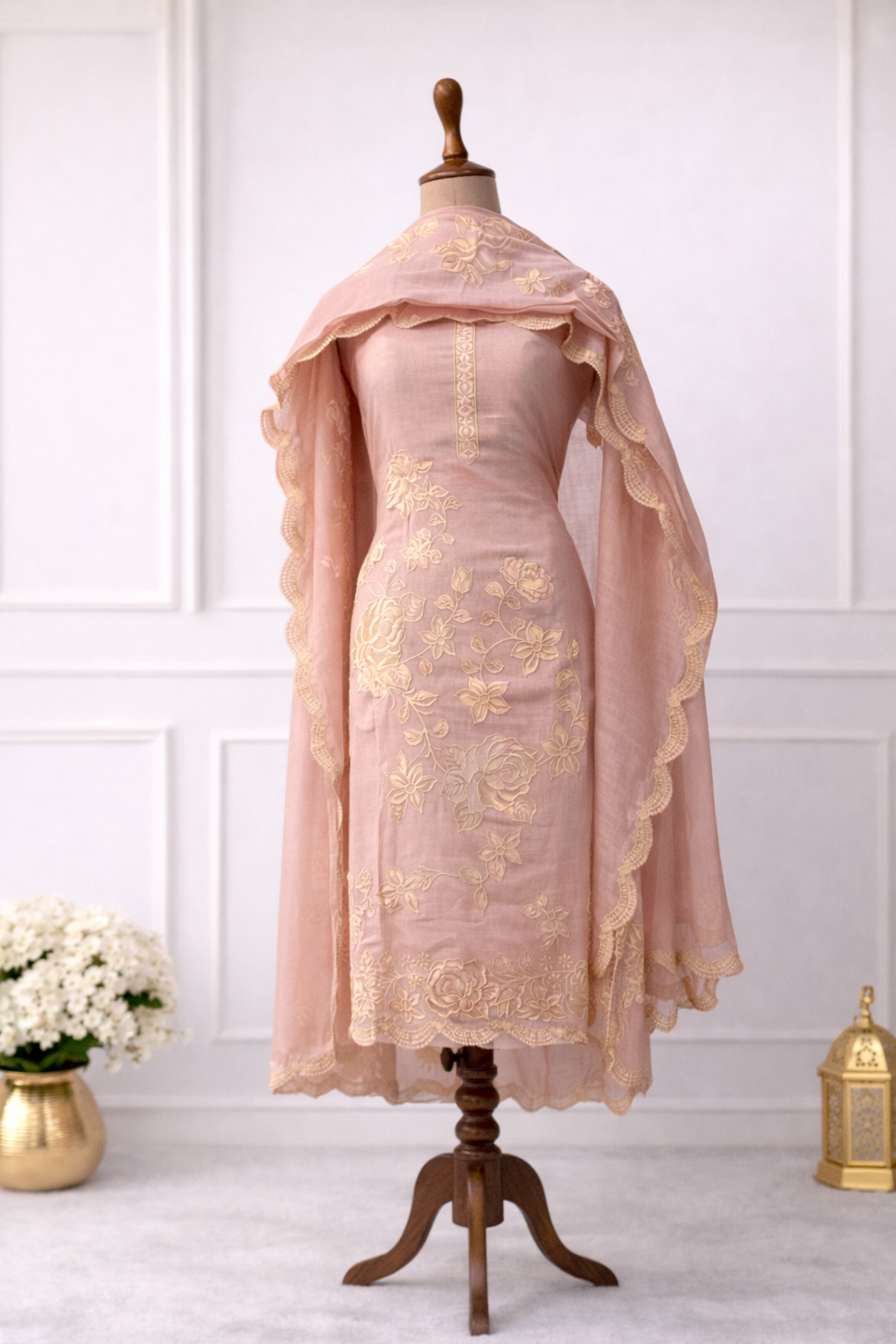 premium ethnic suit set India peach embroidered suit set