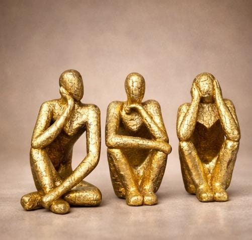 Luxury Gold Abstract Human Statue Set – Artistic Contemplation Sculptures for Living Room Décor