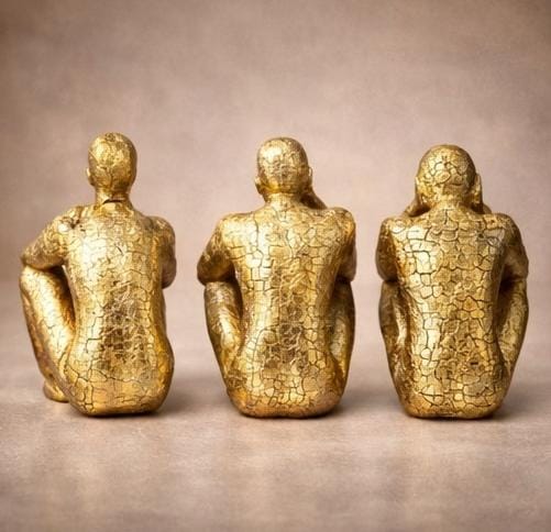 Luxury Gold Abstract Human Statue Set – Artistic Contemplation Sculptures for Living Room Décor