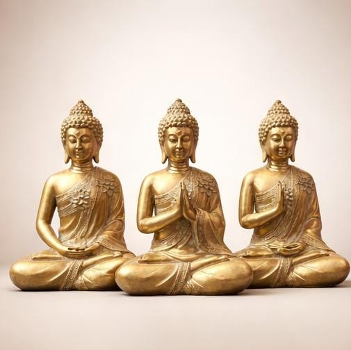 Luxury Gold Buddha Sitting Statue – Peaceful Zen Decor for Home, Temple & Meditation Room