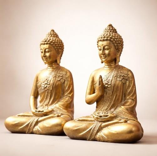 Luxury Gold Buddha Sitting Statue – Peaceful Zen Decor for Home, Temple & Meditation Room