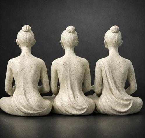 Serene Yoga Woman Figurines (Set of 3) – Handcrafted Stone-Style Meditation Sculptures for Elegant Home Decor