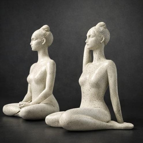 Serene Yoga Woman Figurines (Set of 3) – Handcrafted Stone-Style Meditation Sculptures for Elegant Home Decor