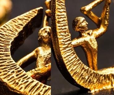 Luxury Gold Abstract Dancer Statues Set of 4 – Contemporary Art Showpiece for Living Room & Office