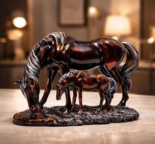 horse foal statue luxury home decor animal figurine living room office table decor India Horse family statue for home decor India
