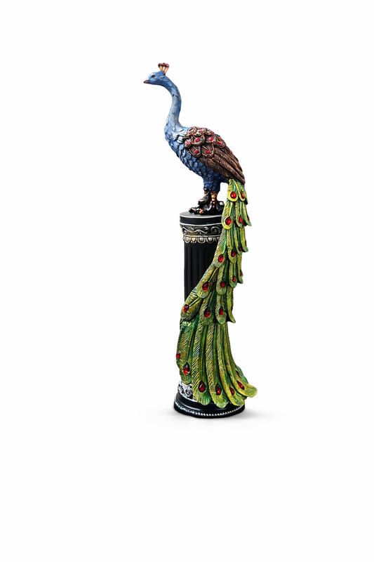 Luxury Peacock Statue for Home Decor – Handcrafted Decorative Showpiece with Long Feather Tail | Premium Resin Art Sculpture for Living Room, Office & Gifting