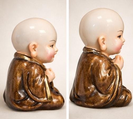 Set of 3 Smiling Monk Figurines – Handcrafted Porcelain Buddha Statues for Home Decor, Feng Shui & Gift Display