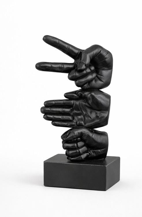 matte black hand gesture sculpture modern tabletop decor luxury home office India modern hand gesture sculpture for home decor India