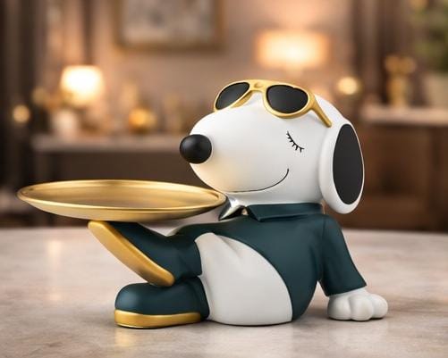 Luxury Dog Butler Tray Figurine – Modern Cartoon Puppy Serving Tray Statue for Home Decor, Coffee Table & Gift Item