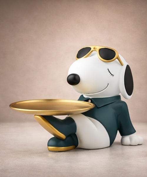 Luxury Dog Butler Tray Figurine – Modern Cartoon Puppy Serving Tray Statue for Home Decor, Coffee Table & Gift Item