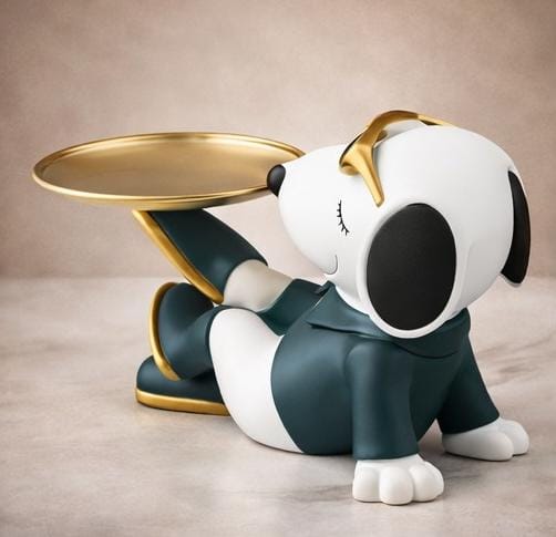 Luxury Dog Butler Tray Figurine – Modern Cartoon Puppy Serving Tray Statue for Home Decor, Coffee Table & Gift Item