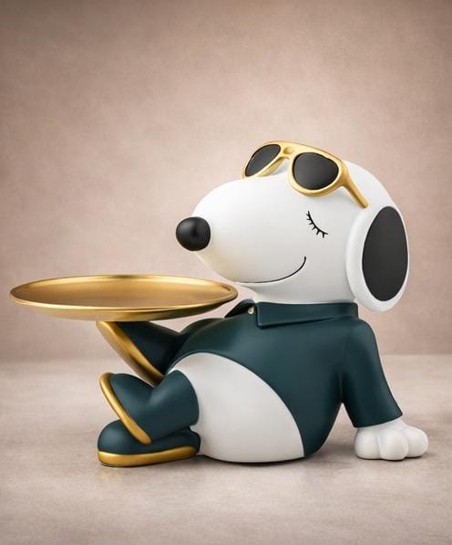 Luxury Dog Butler Tray Figurine – Modern Cartoon Puppy Serving Tray Statue for Home Decor, Coffee Table & Gift Item