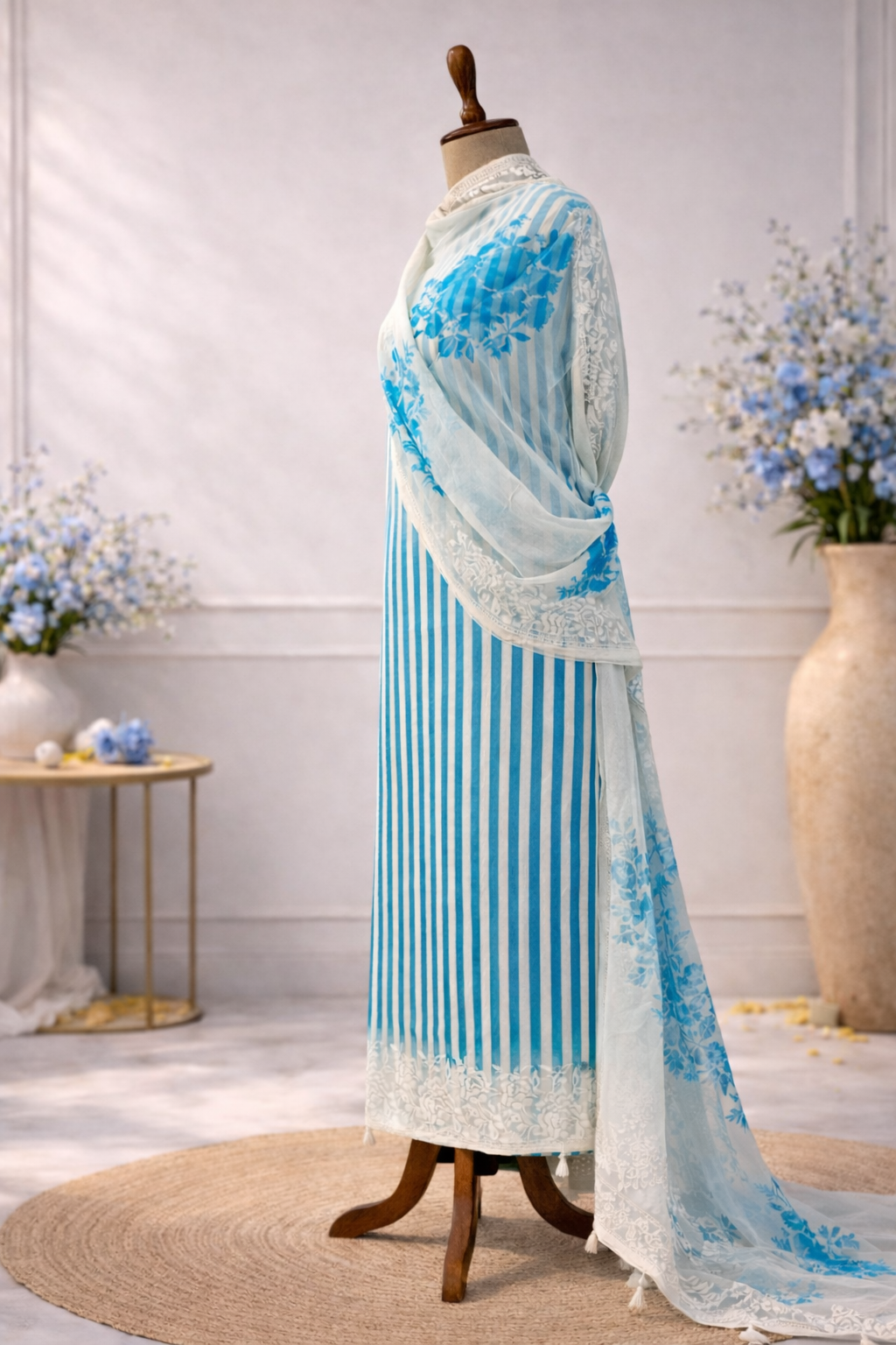 lBlue striped designer suit set India women