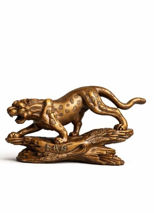 Premium Golden Leopard Statue – Feng Shui Wealth & Protection Decor for Home & Office