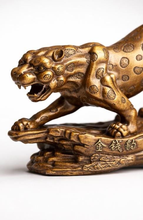 Premium Golden Leopard Statue – Feng Shui Wealth & Protection Decor for Home & Office