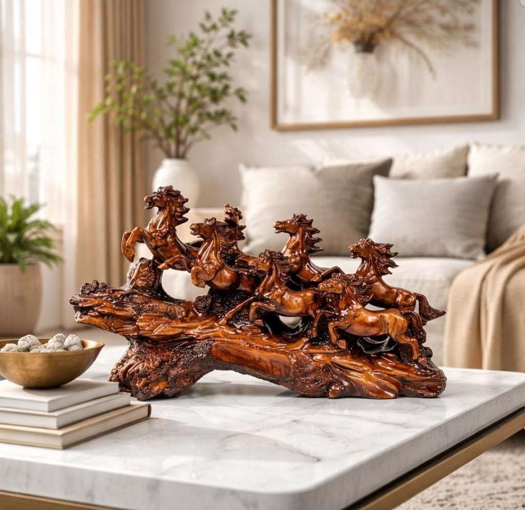 Eight Running Horses Showpiece – Feng Shui Prosperity & Growth Symbol for Home