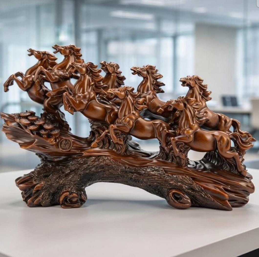 Eight Running Horses Showpiece – Feng Shui Prosperity & Growth Symbol for Home