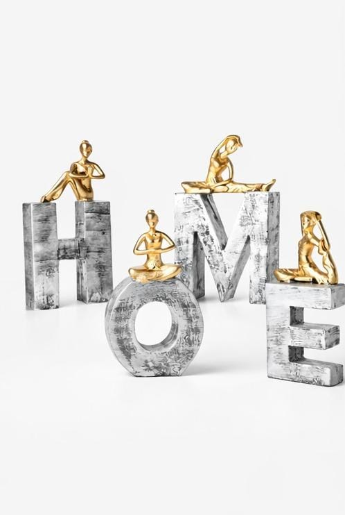Decorative HOME Letters with Meditating Figures – Luxury Living Room Decor Set