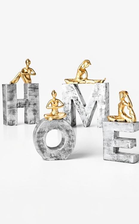 Decorative HOME Letters with Meditating Figures – Luxury Living Room Decor Set