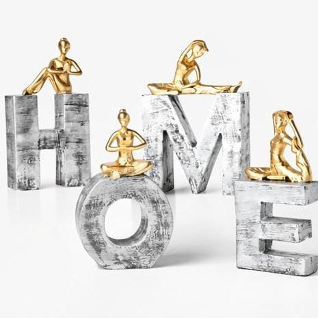 decorative home letters with meditating figures luxury living room table decor set India decorative HOME letters showpiece for living room India