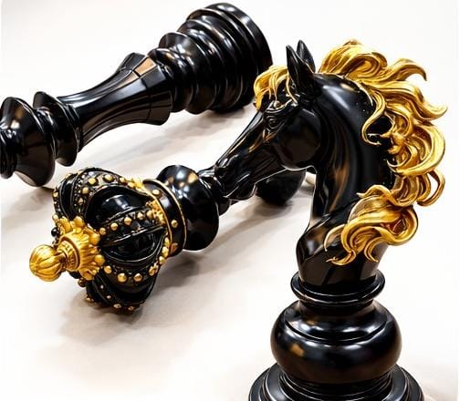 Luxury Black & Gold Chess Pieces Set – Premium Resin King, Queen & Knight Figurines for Home Decor & Gift