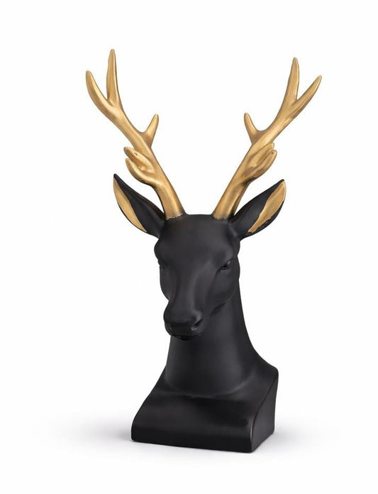 Luxury Black & Gold Deer Head Showpiece – Decorative Stag Figurine for Home & Office Decor